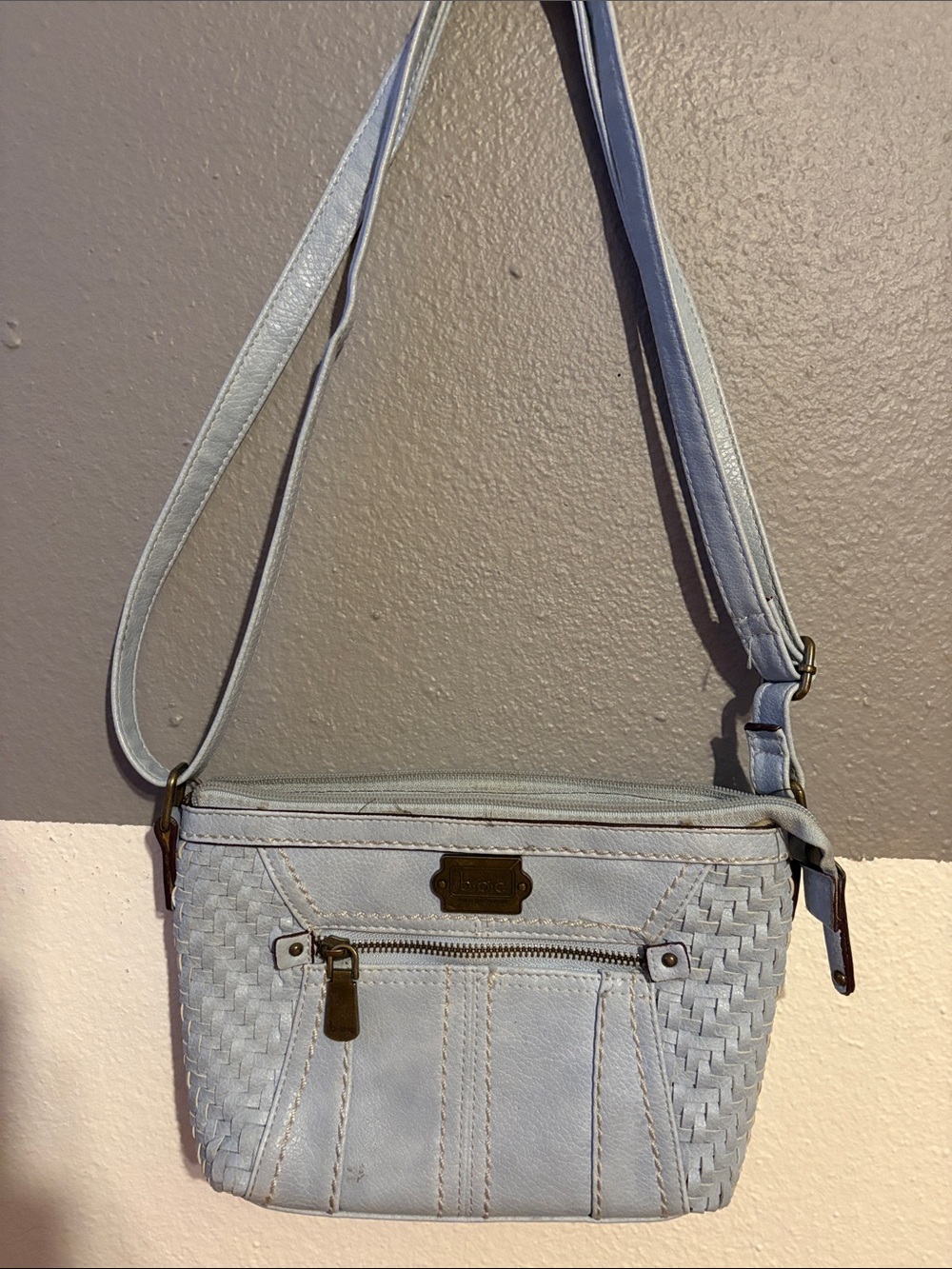 BOC Light Blue Women's Crossbody Bag - Casual Woven Design